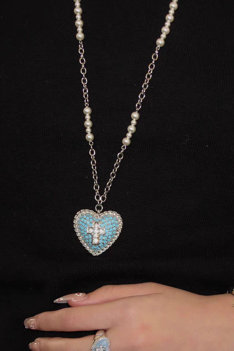 Vintage Cross Turquoise Stone Necklace Secondary image