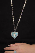 Vintage Cross Turquoise Stone Necklace
