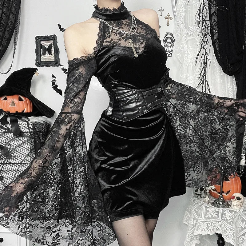 See-through Lace Slim Mini Dress