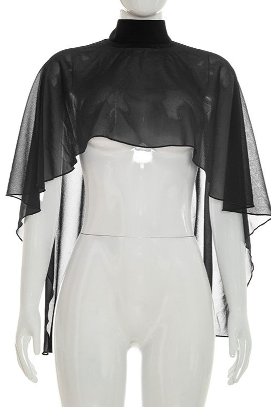 Fitted Bandeau Top with Chiffon Shawl