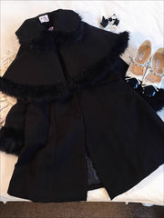 Vintage Lapel Single-breasted Wool Cape Coat