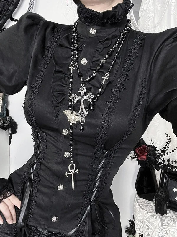 Vintage Dark Aesthetic Fitted Blouse Secondary image