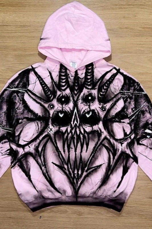 Demon Allover Graphic Pink Hoodie Main image