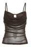 Draped Mesh Keyhole Strappy Tank Top