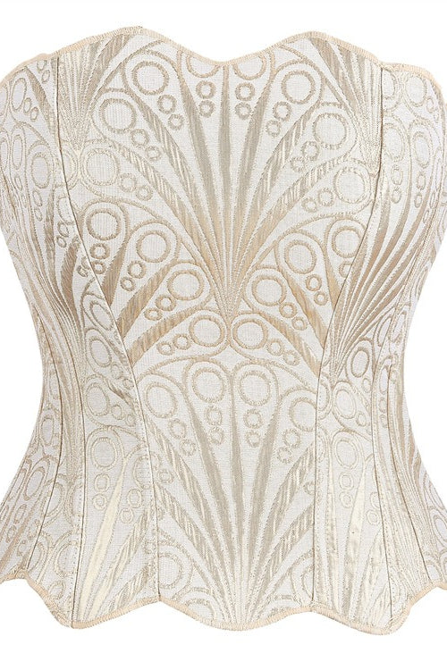 Vintage French Irregular Lace Mesh Printed Boned Corset Secondary image