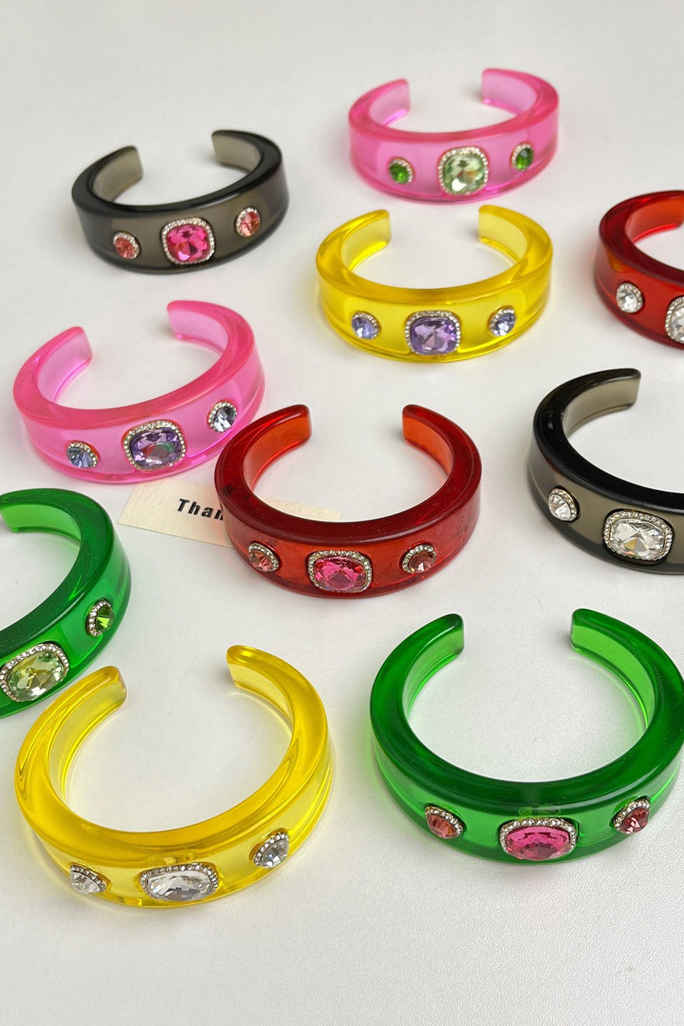 Rhinestone Resin Round Open Bracelet Secondary image