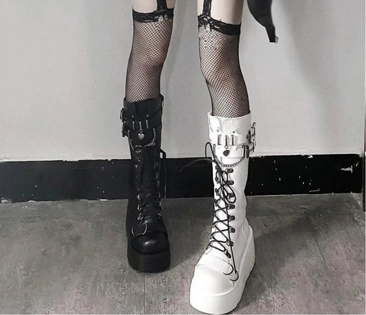 Wedge High Heel Gothic Platform Buckle Boot