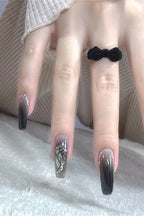 Black Gradient Glitter Press On Nails