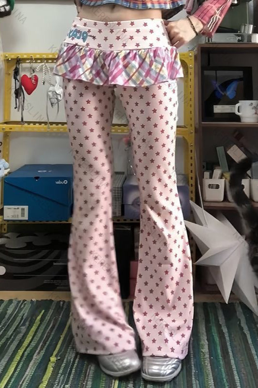 Polka Dot Layered Flared Pants