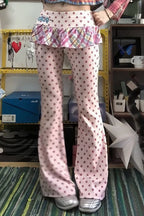 Polka Dot Layered Flared Pants