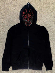 Tattoo Ghost 3D Print Zip-up Long Sleeve  Hoodie