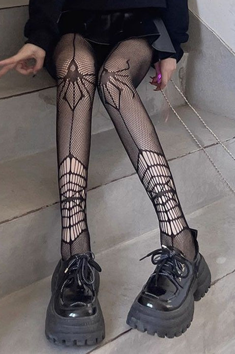 Gothic Spider Cutout Fishnet Slimming Tights Secondary image