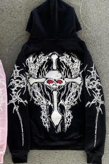Cross Skull Graphic Zip Hoodie Secondary image