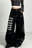Safety Pin Motif Denim Pants