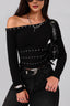 Knit Off-shoulder Slim Knit Top