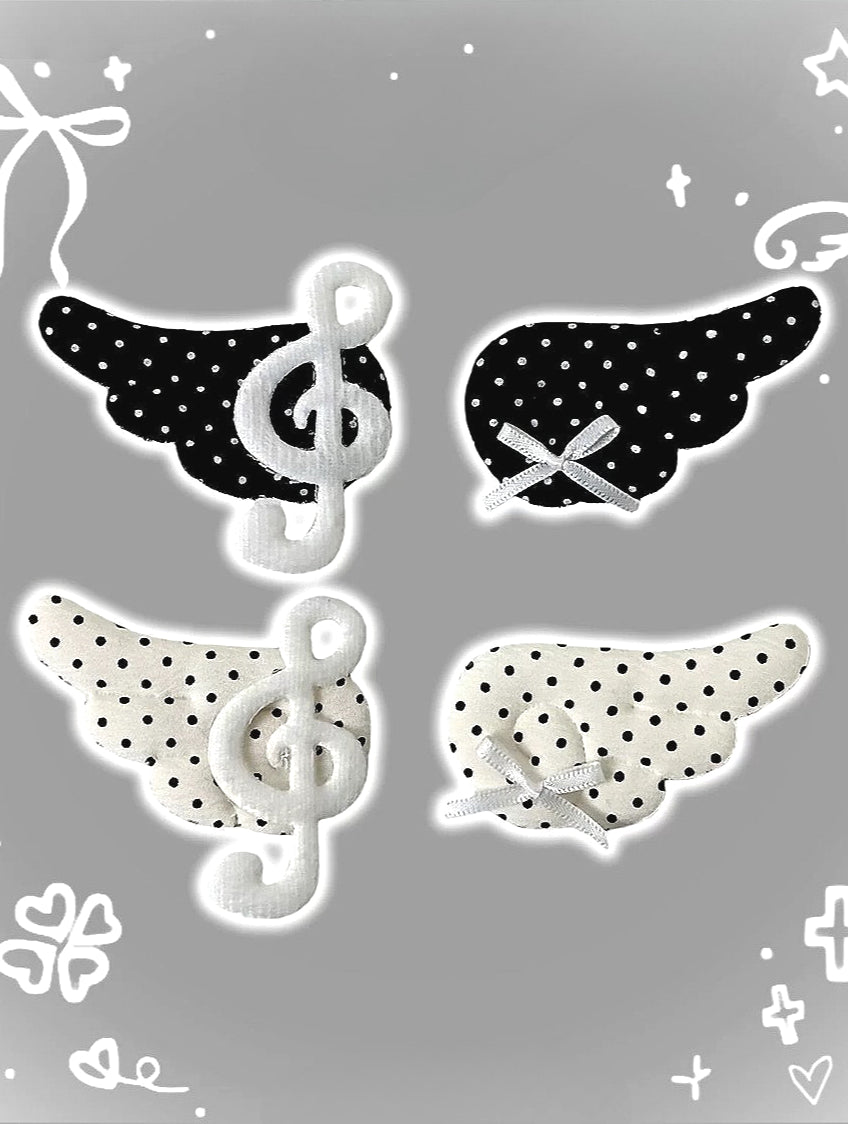 Polka Dot Musical Note Angel Wing Hair Accs