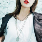 Minimalist Hip-Hop Punk Trendy Cross Sweater Chain Necklace Set Halloween