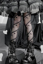 Lolita Heart Stripe Print Tights
