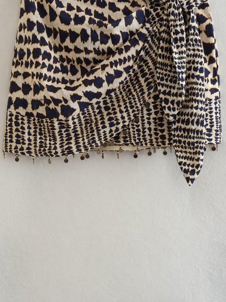 Fashion Printed Double Placket Mini Skirt Secondary image
