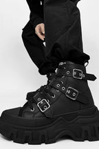Strapped Platform High-Top Boots