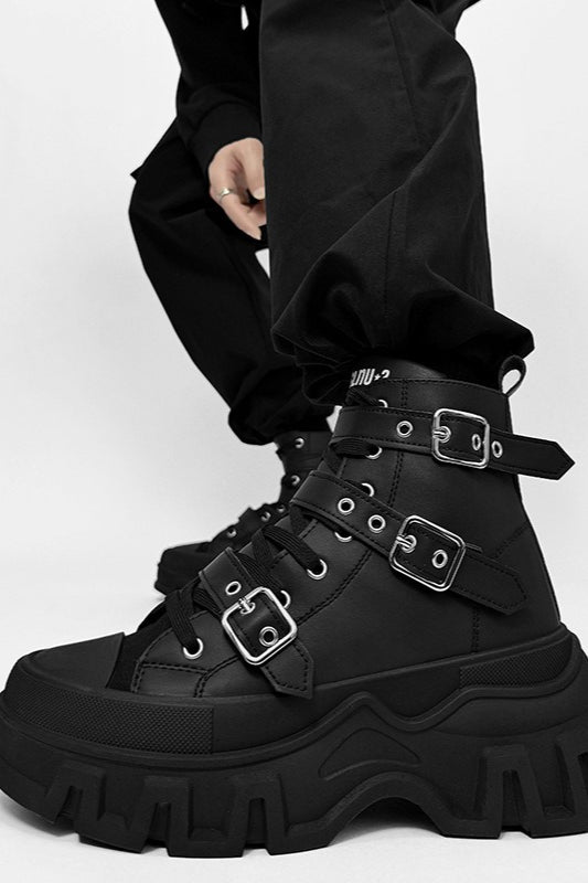 Strapped Platform High-Top Boots