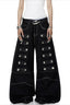 Studded Contrast-Stitch Flared Jeans