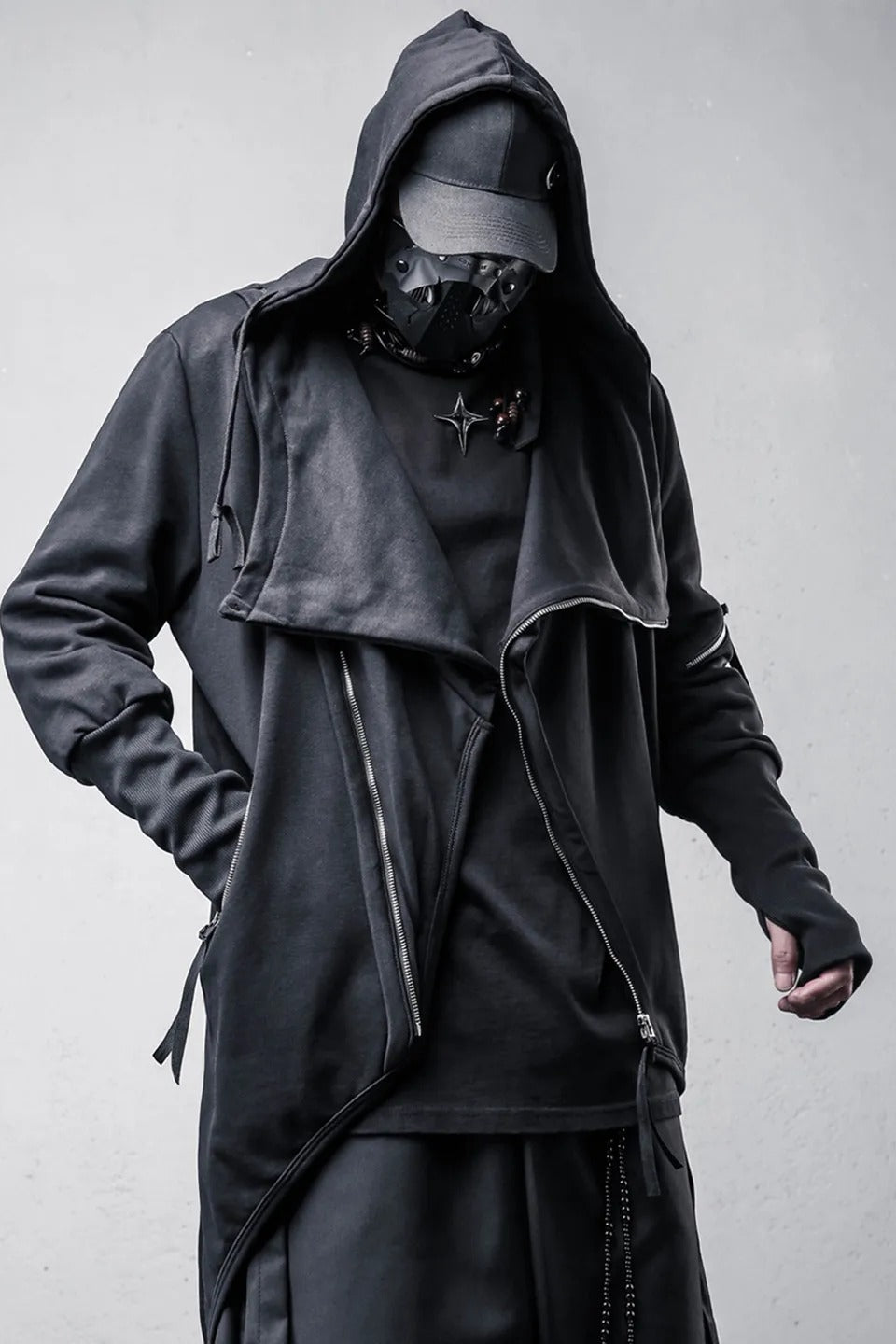 Vintage Gothic Hooded Asymmetric Coat Main image