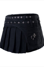 Studded Pleated Mini Skirt