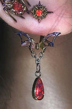 Gothic Red Diamond Inlaid Spider Earrings