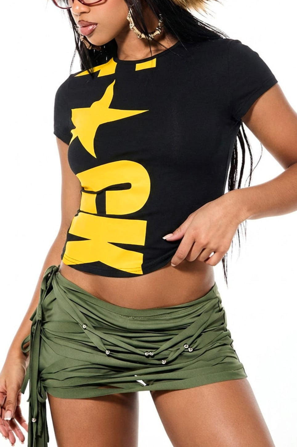 Star Letter Graphic Cropped T-Shirt