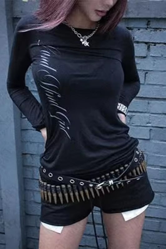 Gothic Punk Versatile Slim Long Sleeve Knit Top Main image