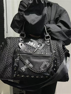 Studded Chain Mesh Spliced Handbag