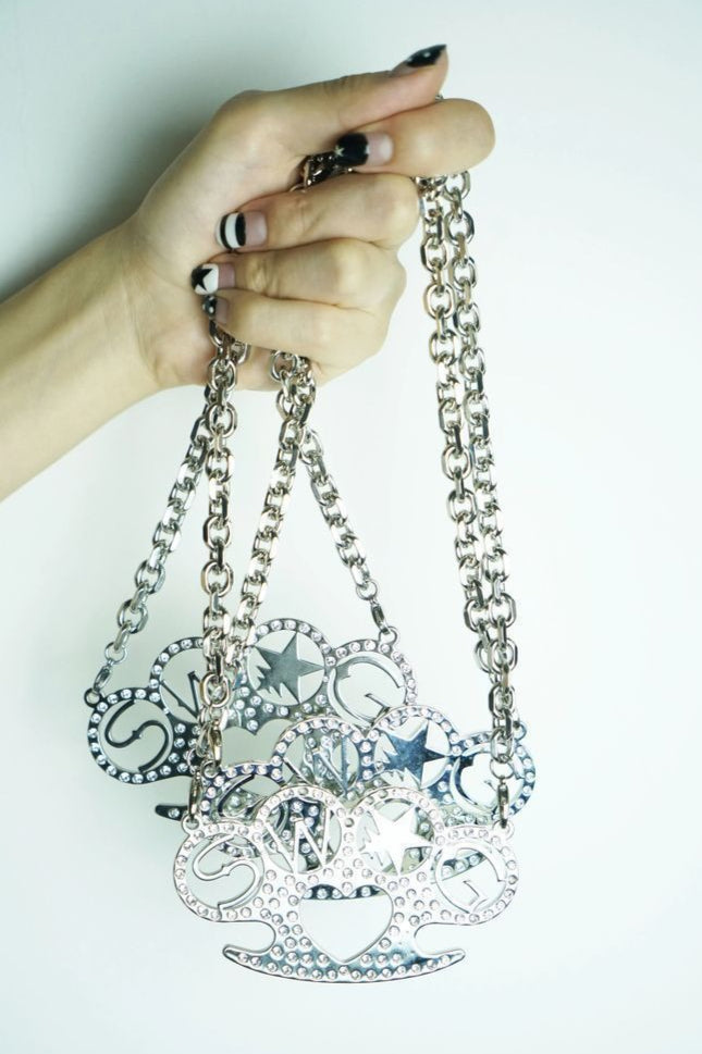 Y2K Rhinestone Knuckle Duster Necklace