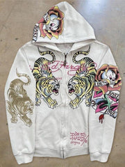 Tattoo Ghost 3D Print Zip-up Long Sleeve  Hoodie