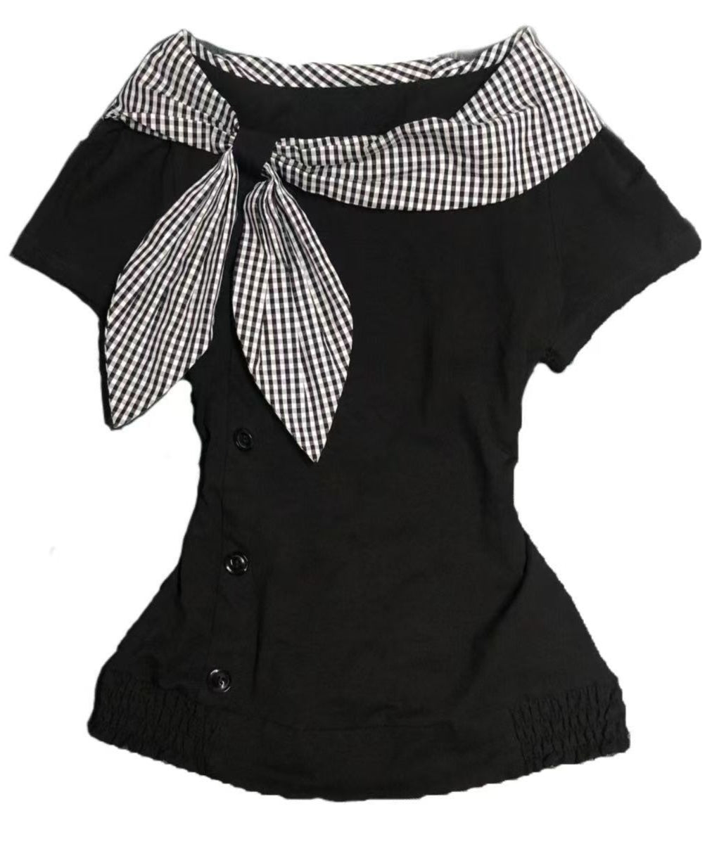 Y2K Retro Irregular Hem T-Shirt