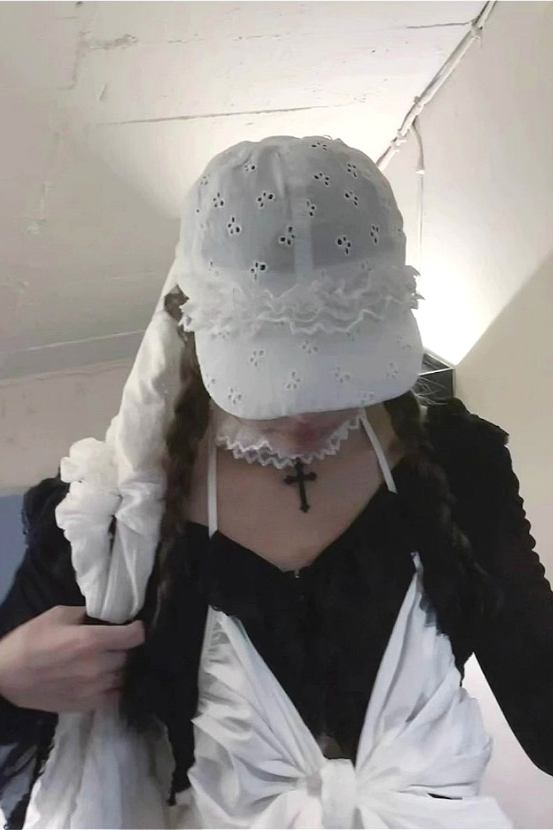 Dreamcore Lace Trim Baseball Hat
