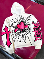 Pink Heart Angel Gothic Short Double-sided Hoodie
