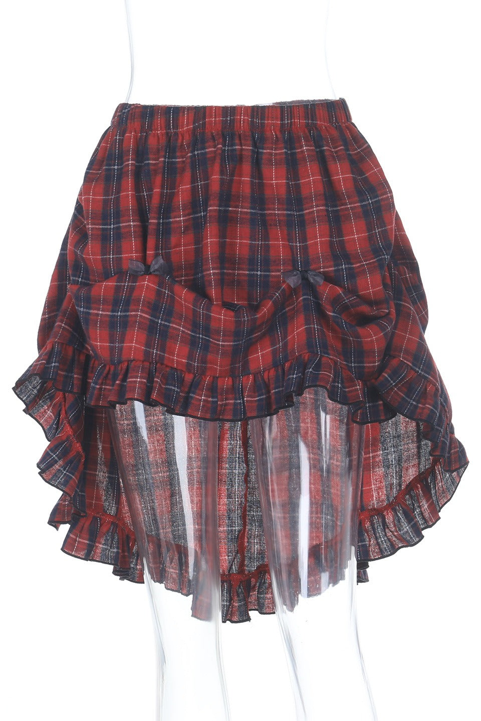 Plaid Vest And Tiered Mini Skirt Set Main image