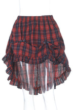 Plaid Vest And Tiered Mini Skirt Set