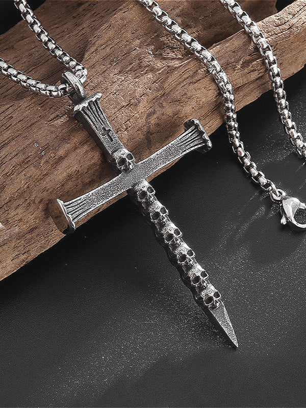 Vintage Cross Skull Necklace