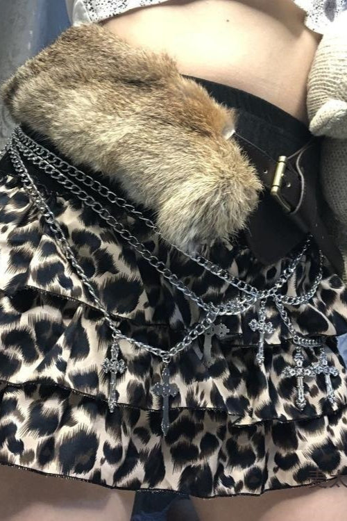 Y2K Faux Fur Distressed Chic Belt Main image