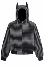 Horn Detail Striped Hoodies