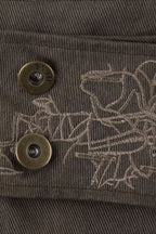 Washed Denim Studded Pleated Skort
