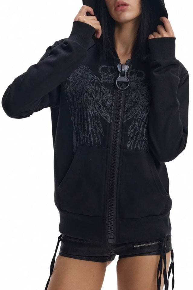 Dark Wing Graphic Zip Hoodies