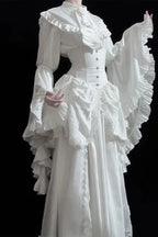 Gothic Light Lolita Long Flying Sleeve Vintage Blouse & Skirt Two Piece Set