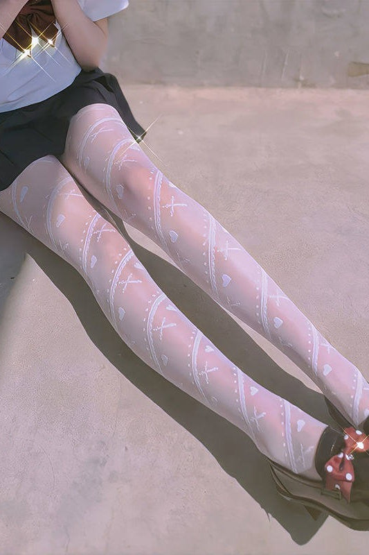 Lolita Heart Stripe Print Tights Secondary image