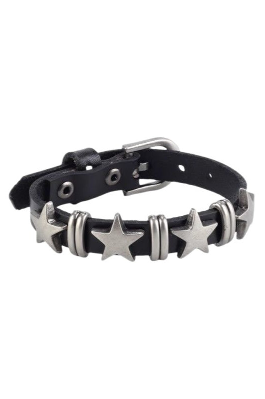 Gothic Punk Star Leather Bracelet
