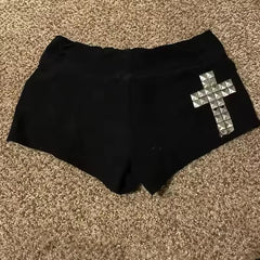 Sexy Rhinestone Print Gothic Elastic Shorts