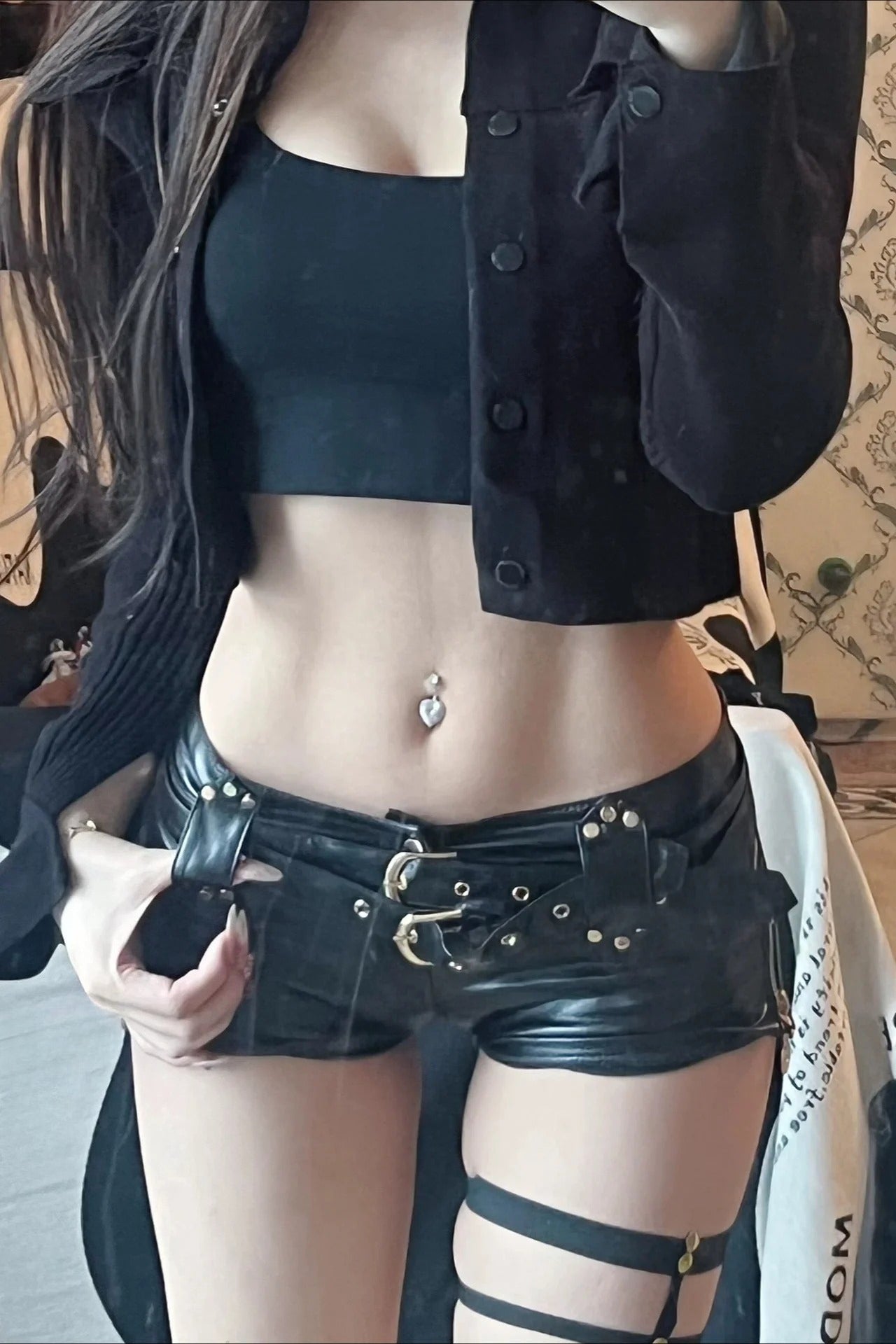 Edgy Y2K Low-Rise Booty PU Leather Shorts Secondary image