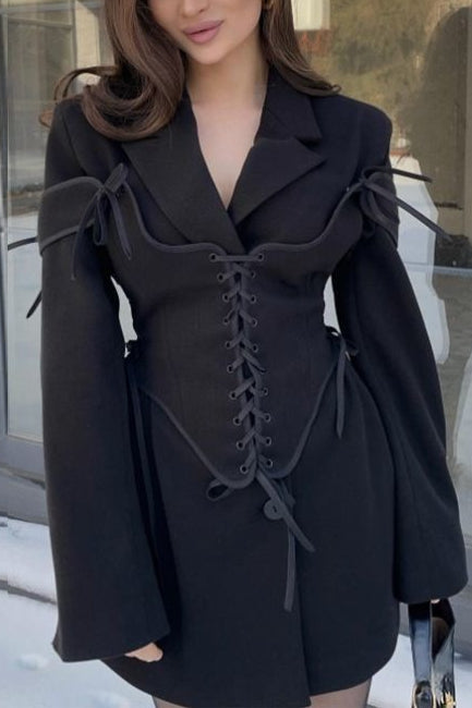 Lace Up Corset Detail Coats